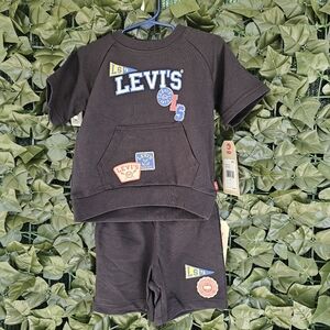 Levi's Black 3T Boys Graphic T-Shirt and Shorts Set NWT